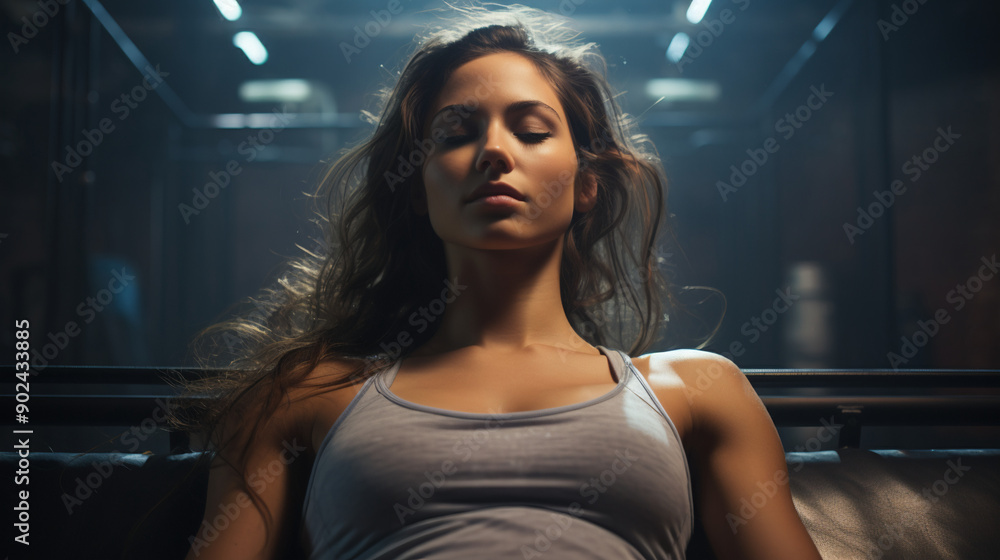 Healthy woman in savasana at gym, photography. Healthy woman in savasana at gym, photography.