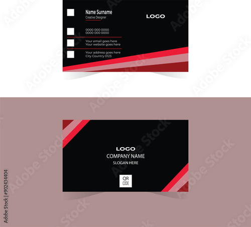 Double-sided  modern and creative  business card  design with image holder. Clean  corporate business card template, Vector illustration. Minimal Individual layout