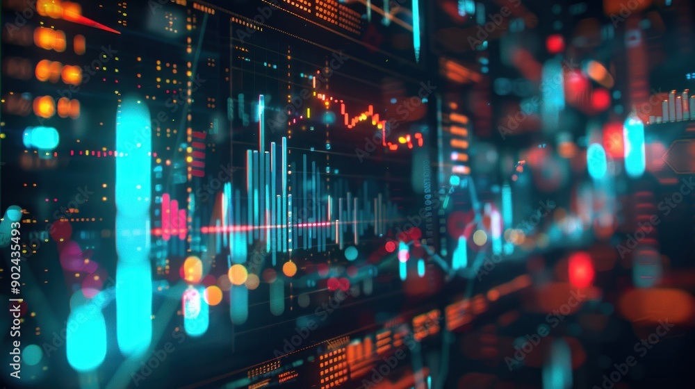 Abstract Digital Data Visualization with Neon Lights Abstract Digital Data Visualization with Neon Lights