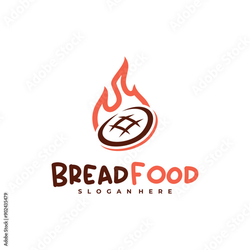 Fire bread logo vector template, Creative hot bread logo design concepts