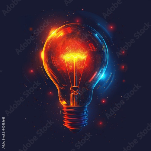 Futuristic Holographic Light Bulb Innovation Technology © gen_pick