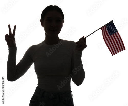 Silhouette of young Asian w...
