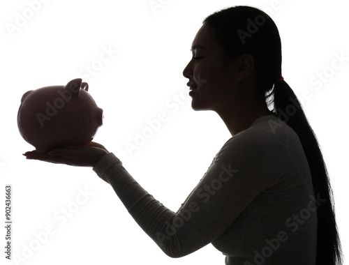 Silhouette of young Asian w...