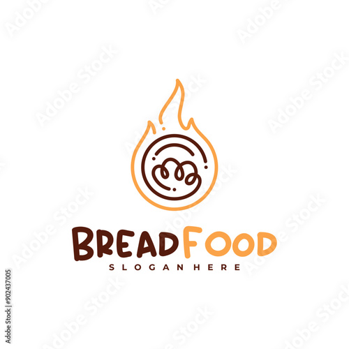 Fire bread logo vector template, Creative hot bread logo design concepts