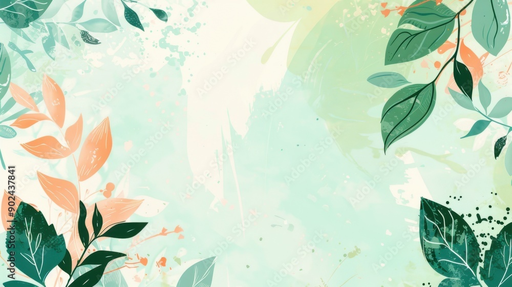 A green and white background with a leafy border A green and white background with a leafy border