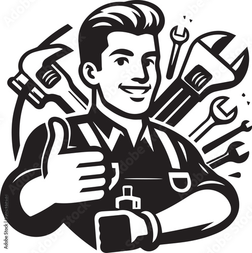 Repair Service Thumbs Up Classic Logo