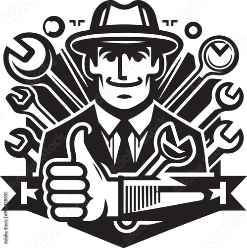 Repair Service Thumbs Up Classic Logo