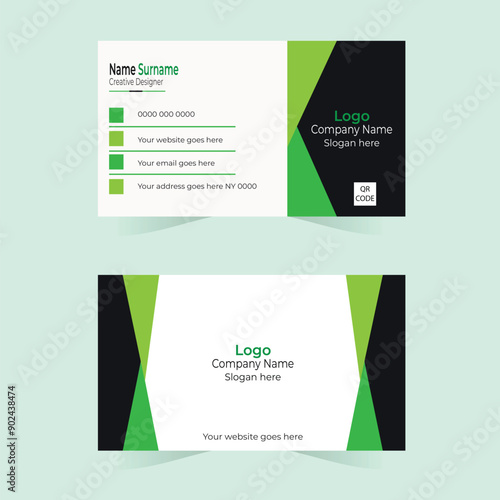 Double-sided  modern and creative  business card  design with image holder. Clean  corporate business card template, Vector illustration. Minimal Individual layout