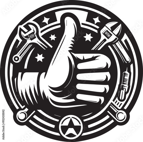 Repair Service Thumbs Up Classic Logo