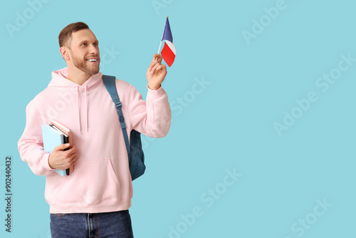 Male French student with bo...
