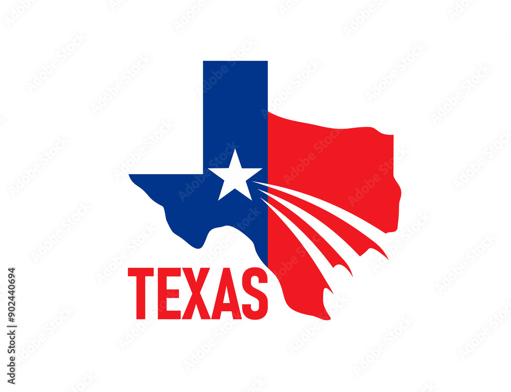 Texas state symbol, map icon, features a prominent lone star ...