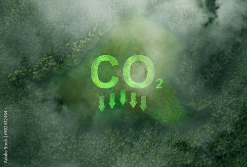 Billede på lærred Reduce CO2 emission concept