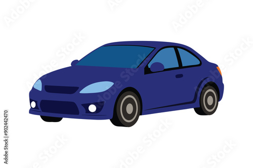 Beautiful glossy big car dark blue vector artwork illustration.