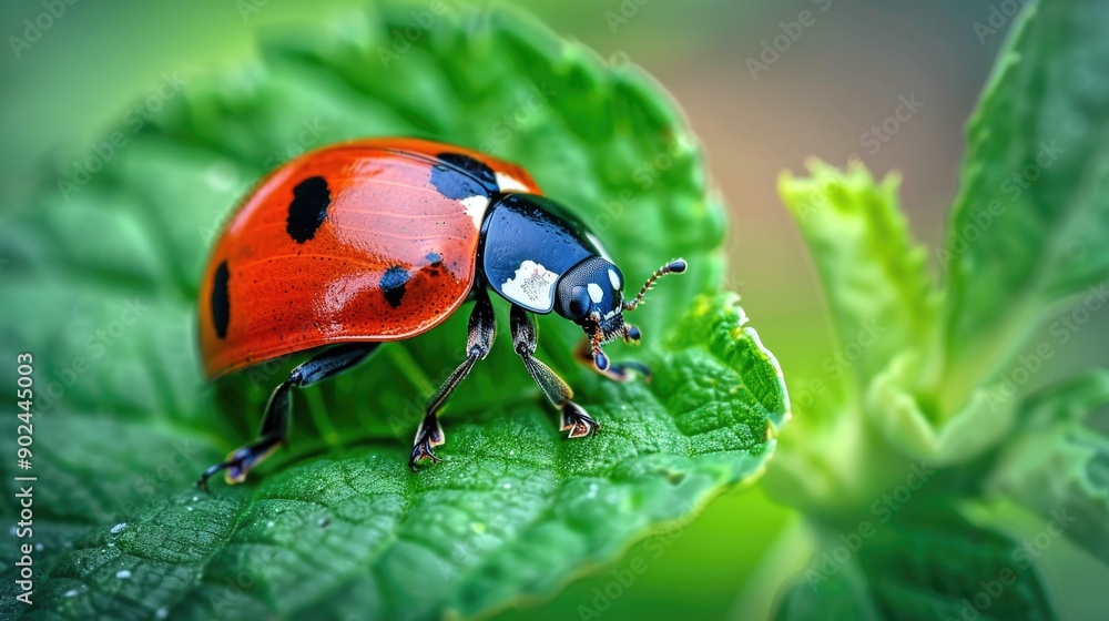 Fototapeta premium ladybug on leaf