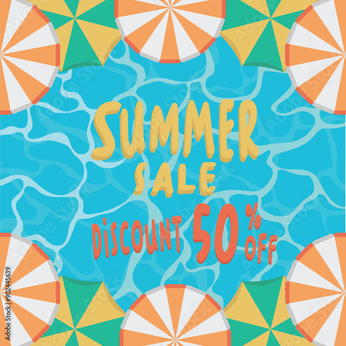 Summer Sale, Discount square background, summer discount background