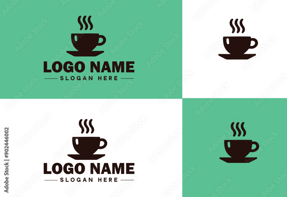 Obraz premium Cafe icon Coffeehouse Bistro Café bar flat logo sign symbol editable vector