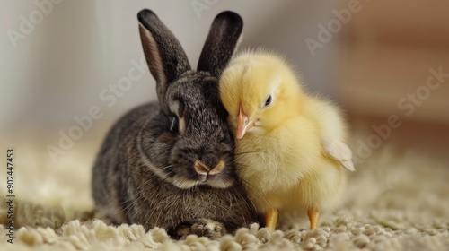 Wallpaper Mural Best friends bunny rabbit and chick are kissing Torontodigital.ca