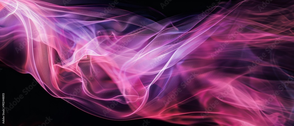 Fototapeta premium Overlay of pink light leaks texture, on black background, Generative AI 