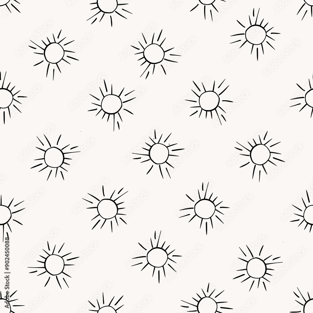 Hand drawn seamless pattern sketch outline illustration isolated sun. White background. Print posters flyers badges clothes stationery wrapping paper. Hand drawn seamless pattern sketch outline illustration isolated sun. White background. Print posters flyers badges clothes stationery wrapping paper.