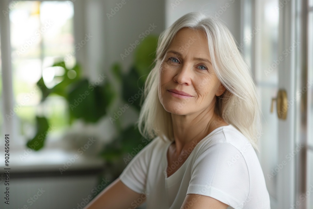 Middle-Aged Woman Smiling with Confidence – Aging with Grace Middle-Aged Woman Smiling with Confidence – Aging with Grace