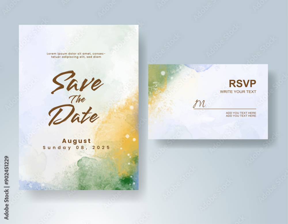 Wedding invitation with abstract watercolor background Wedding invitation with abstract watercolor background