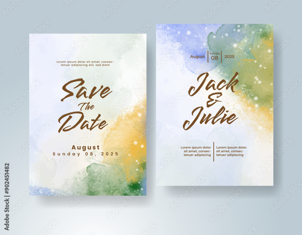 Wedding invitation with abstract watercolor background Wedding invitation with abstract watercolor background