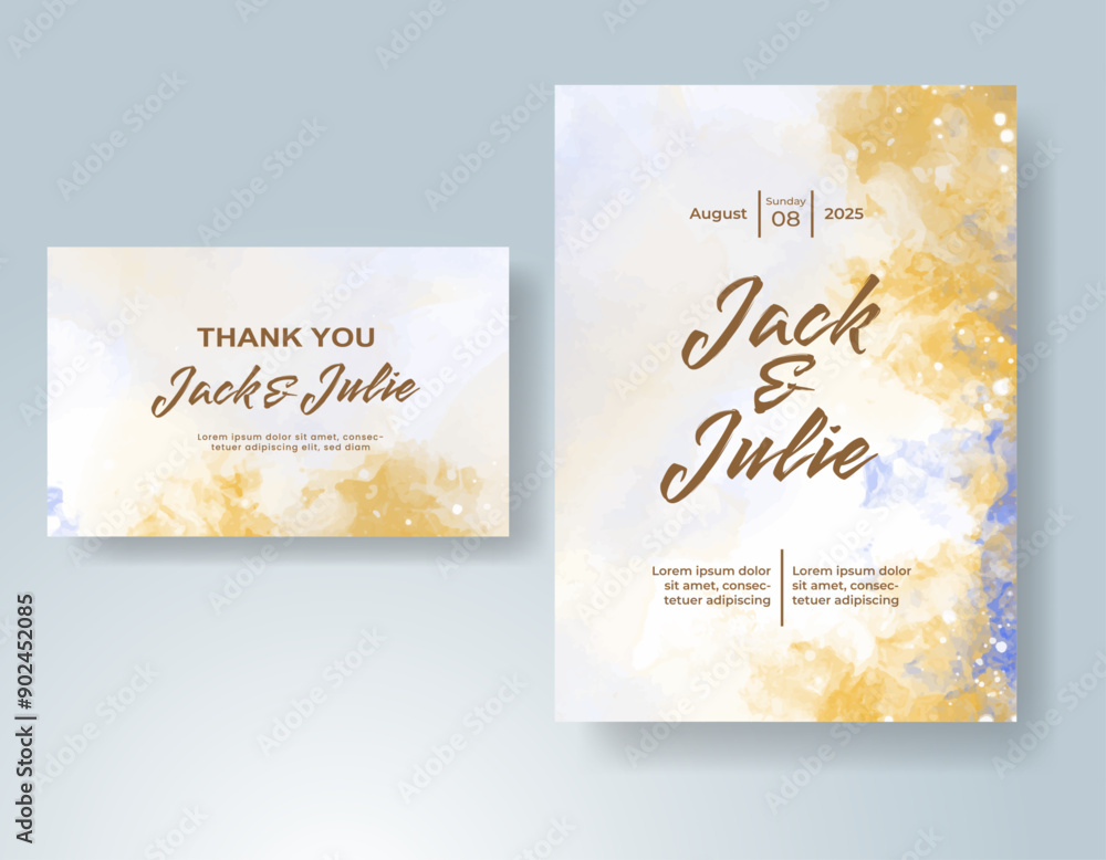 Wedding invitation with abstract watercolor background Wedding invitation with abstract watercolor background