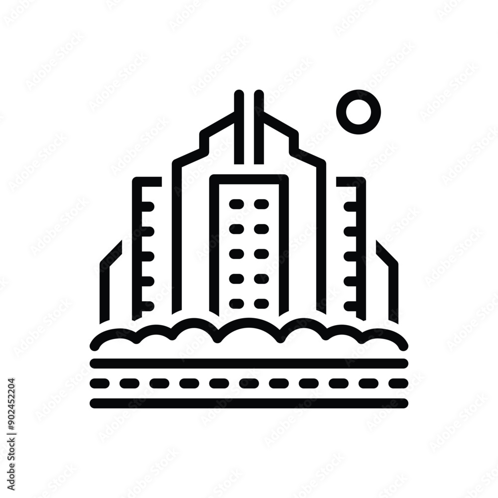 Fototapeta premium Black line icon for city