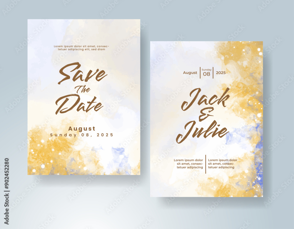 Wedding invitation with abstract watercolor background Wedding invitation with abstract watercolor background