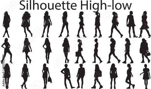 Dark Silhouette High-low Shapes Vector Set