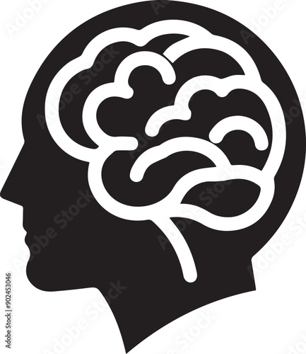 human brain vector silhouette illiustration logo