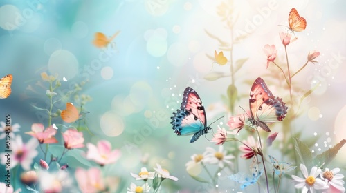 Nature of butterfly and flower in garden using as background butterflies day cover page or banner template brochure landing page wallpaper design photo