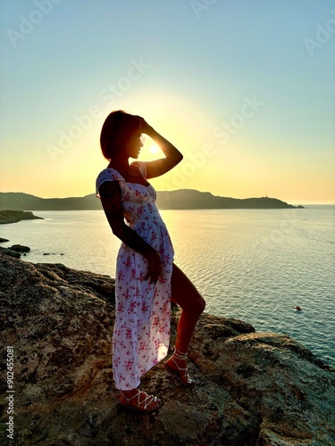 Tramonto sull' isola della Corsica a Calvi. photo