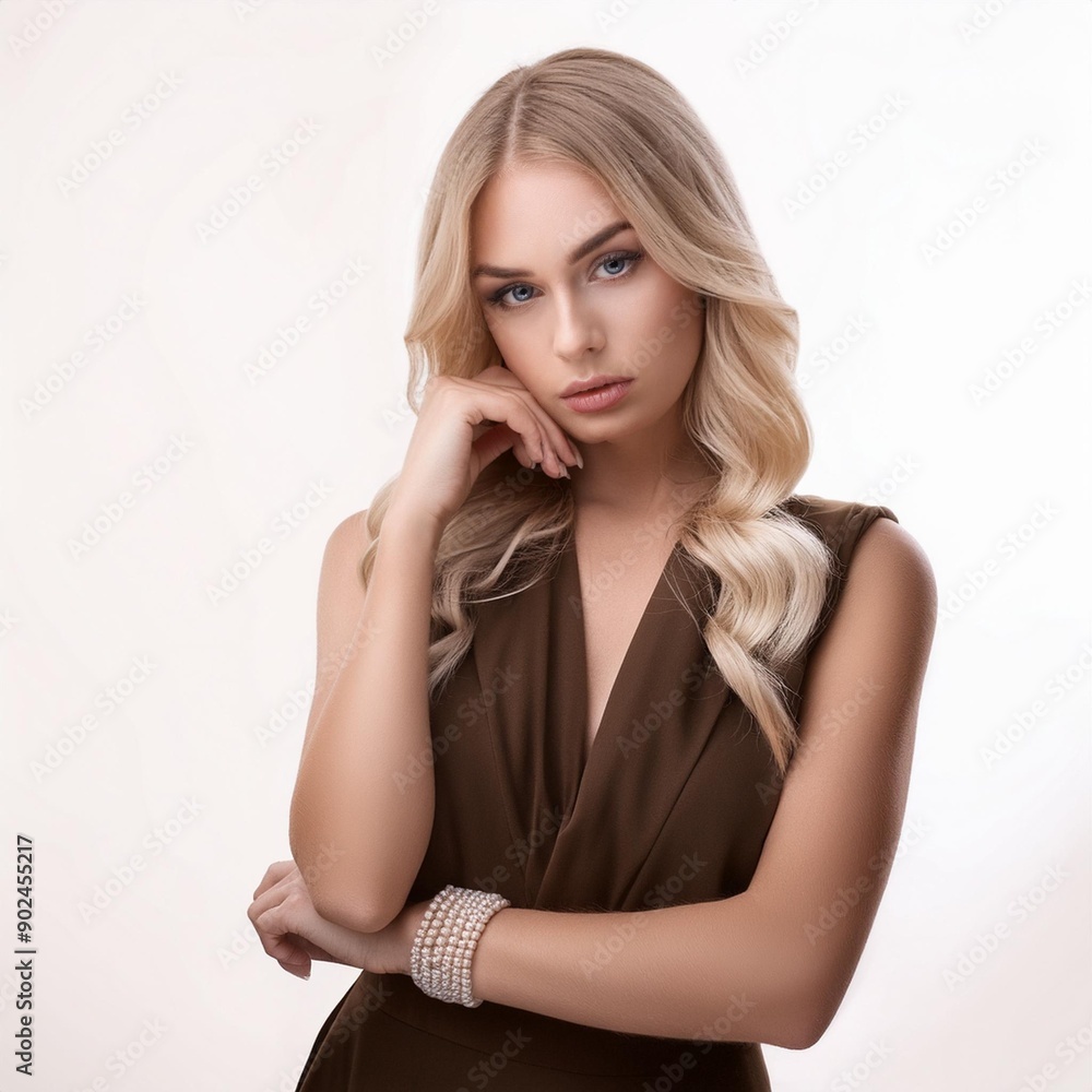 Fototapeta premium sad elegant young woman, AI generated