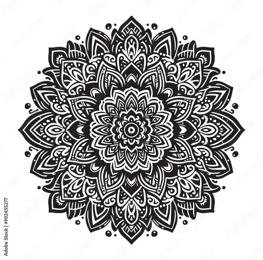 Elegant Black Mandala Vector Illustration on White Background
Elegant Black Mandala Vector Illustration on White Background