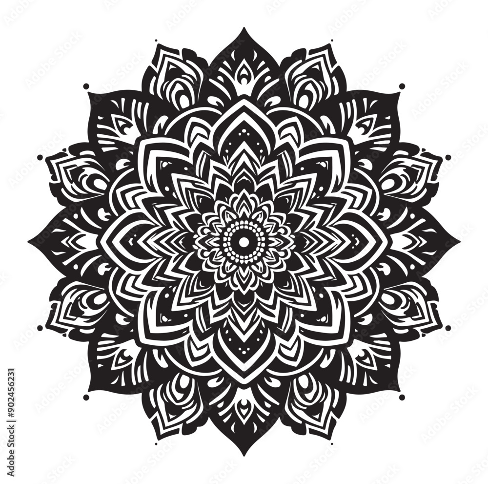 Elegant Black Mandala Vector Illustration on White Background
Elegant Black Mandala Vector Illustration on White Background