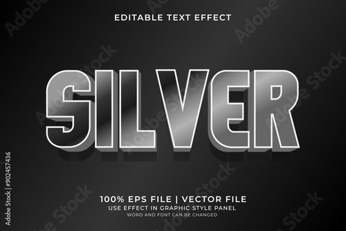 3D Silver Text effect editable vector