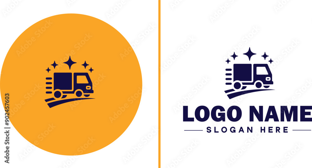 Fototapeta premium Delivery service icon Courier service Transport service Delivery company flat logo sign symbol editable vector