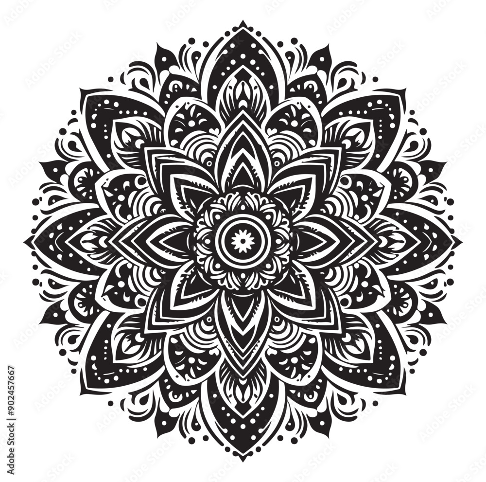 Elegant Black Mandala Vector Illustration on White Background
Elegant Black Mandala Vector Illustration on White Background