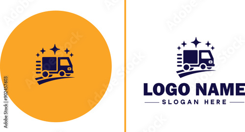 Delivery service icon Courier service Transport service Delivery company flat logo sign symbol editable vector