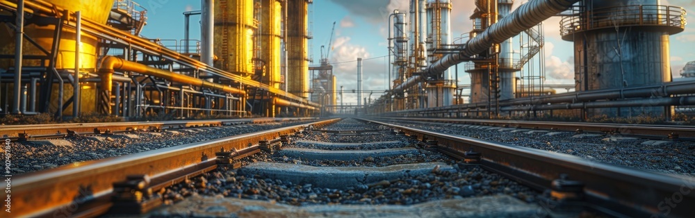 Fototapeta premium Expansive Power Substation in Realistic Kodachrome Style