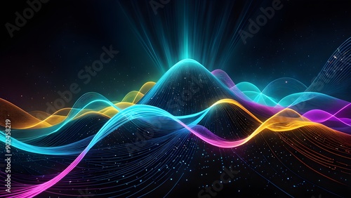 Wallpaper Mural A colorful wave of light with a bright blue peak Torontodigital.ca