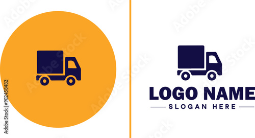 Delivery service icon Courier service Transport service Delivery company flat logo sign symbol editable vector