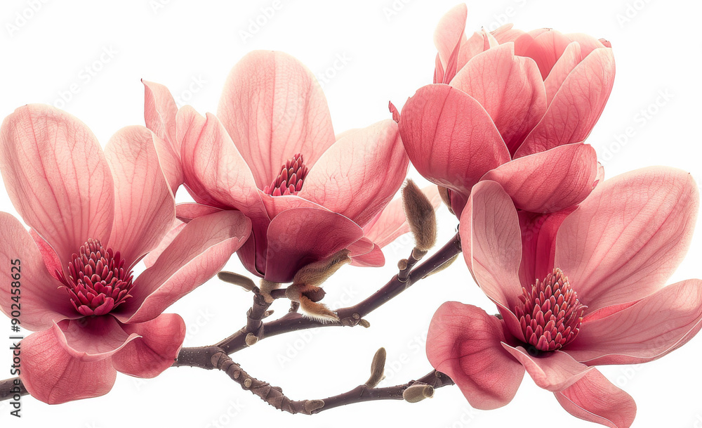 A close up of a pink flower with a white background. The flower is the main focus of the image, and it is the most vibrant and beautiful part of the scene A close up of a pink flower with a white background. The flower is the main focus of the image, and it is the most vibrant and beautiful part of the scene