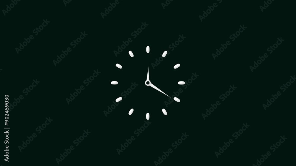 clock icon white color animation. dark green background 24 hour fast digital clock. clock icon white color animation. dark green background 24 hour fast digital clock.