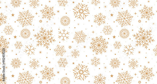 Wallpaper Mural Christmas background. Gold snowflakes seamless pattern Torontodigital.ca