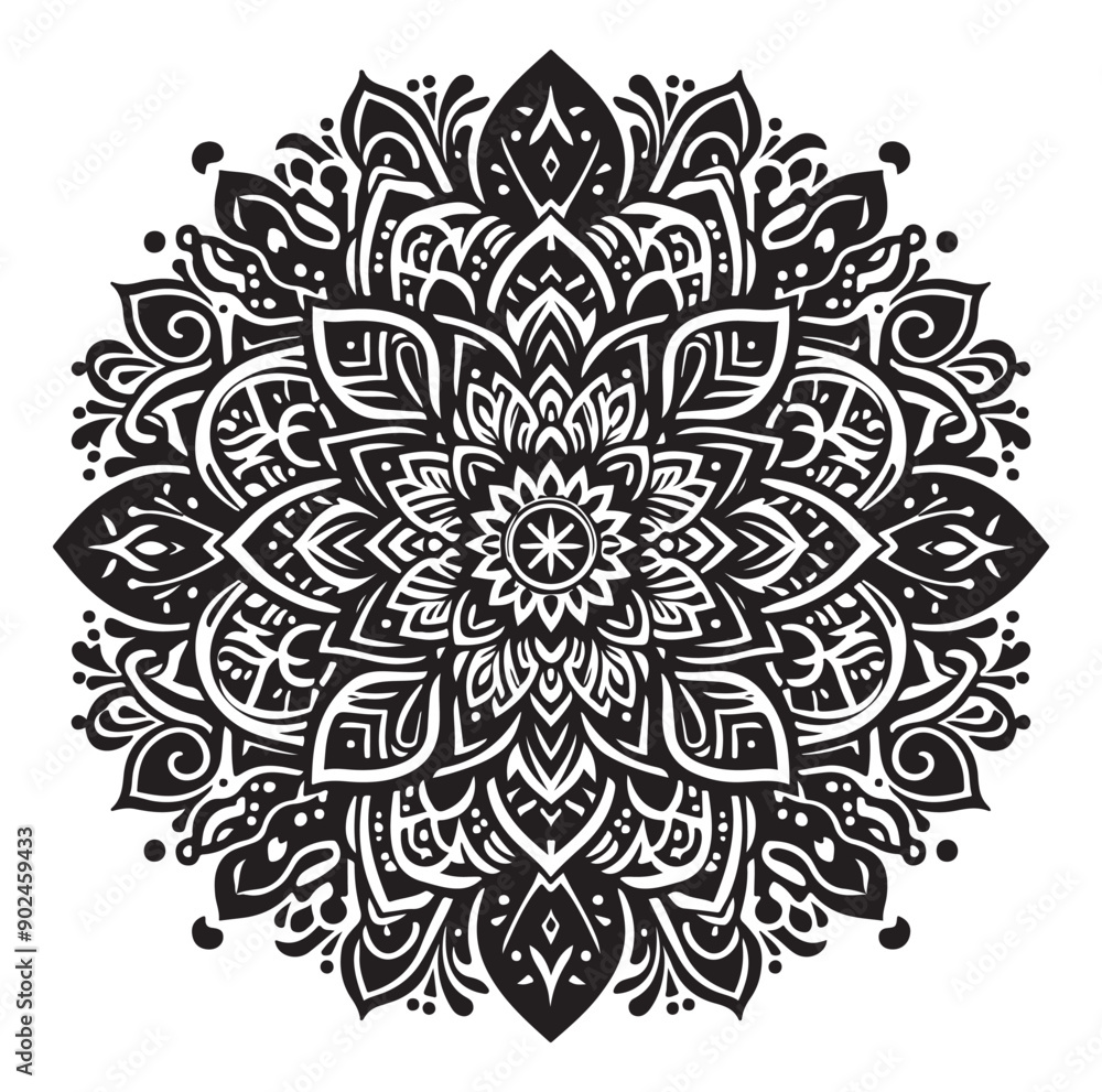 Elegant Black Mandala Vector Illustration on White Background
Elegant Black Mandala Vector Illustration on White Background