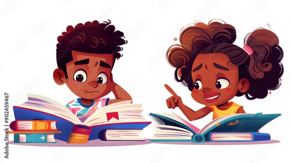 kids reading cartoon kids reading cartoon