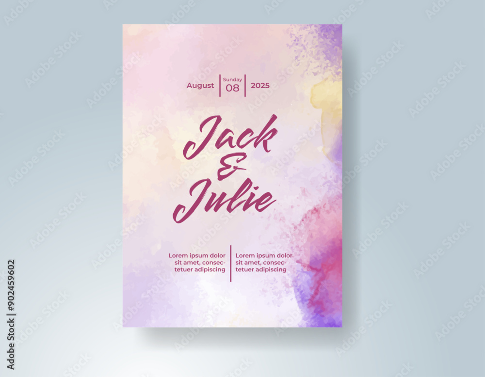 Wedding invitation with abstract watercolor background Wedding invitation with abstract watercolor background