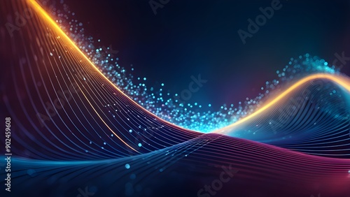 A colorful wave with a blue and orange background